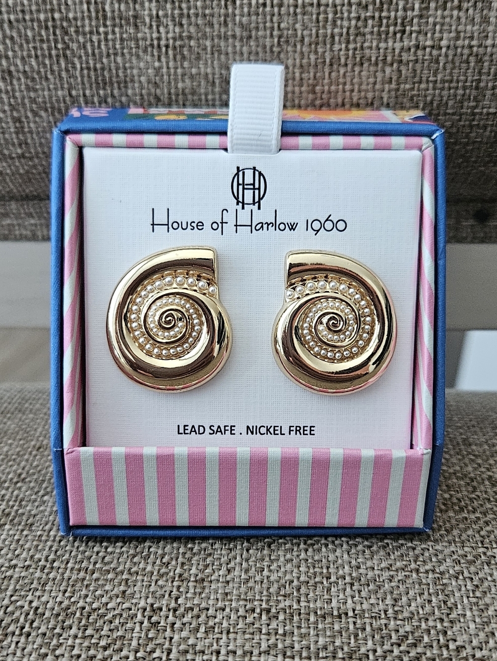 House of Harlow 1960 Gold Spiral Shell Stud Earrings